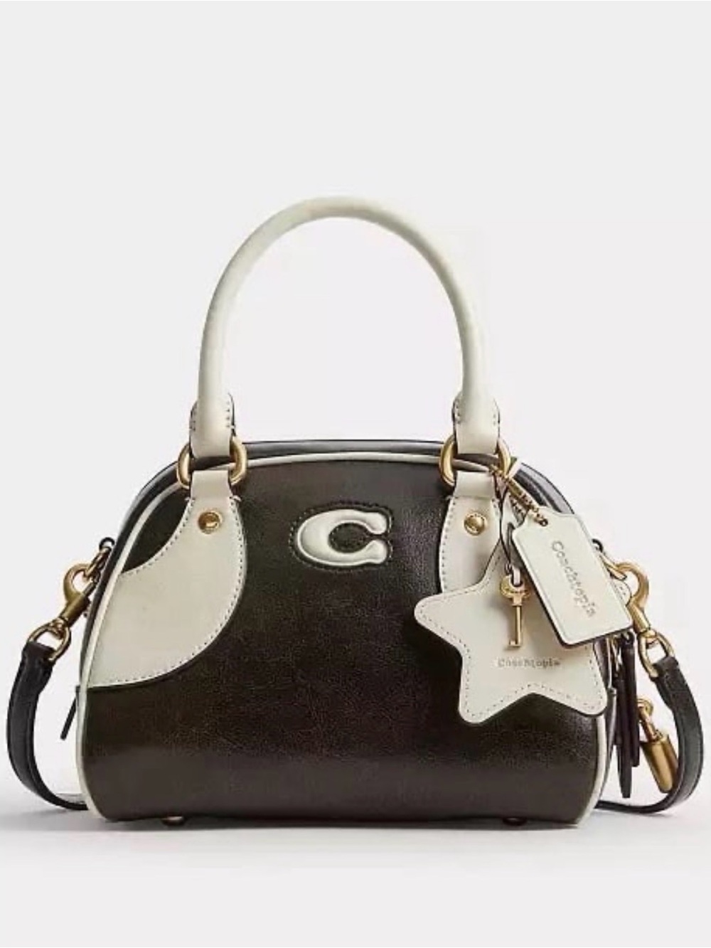 Coach Coachtopia Bowling Top Handle Bag in Black & White Upcrafted Leather NWT - Picture 11 of 11